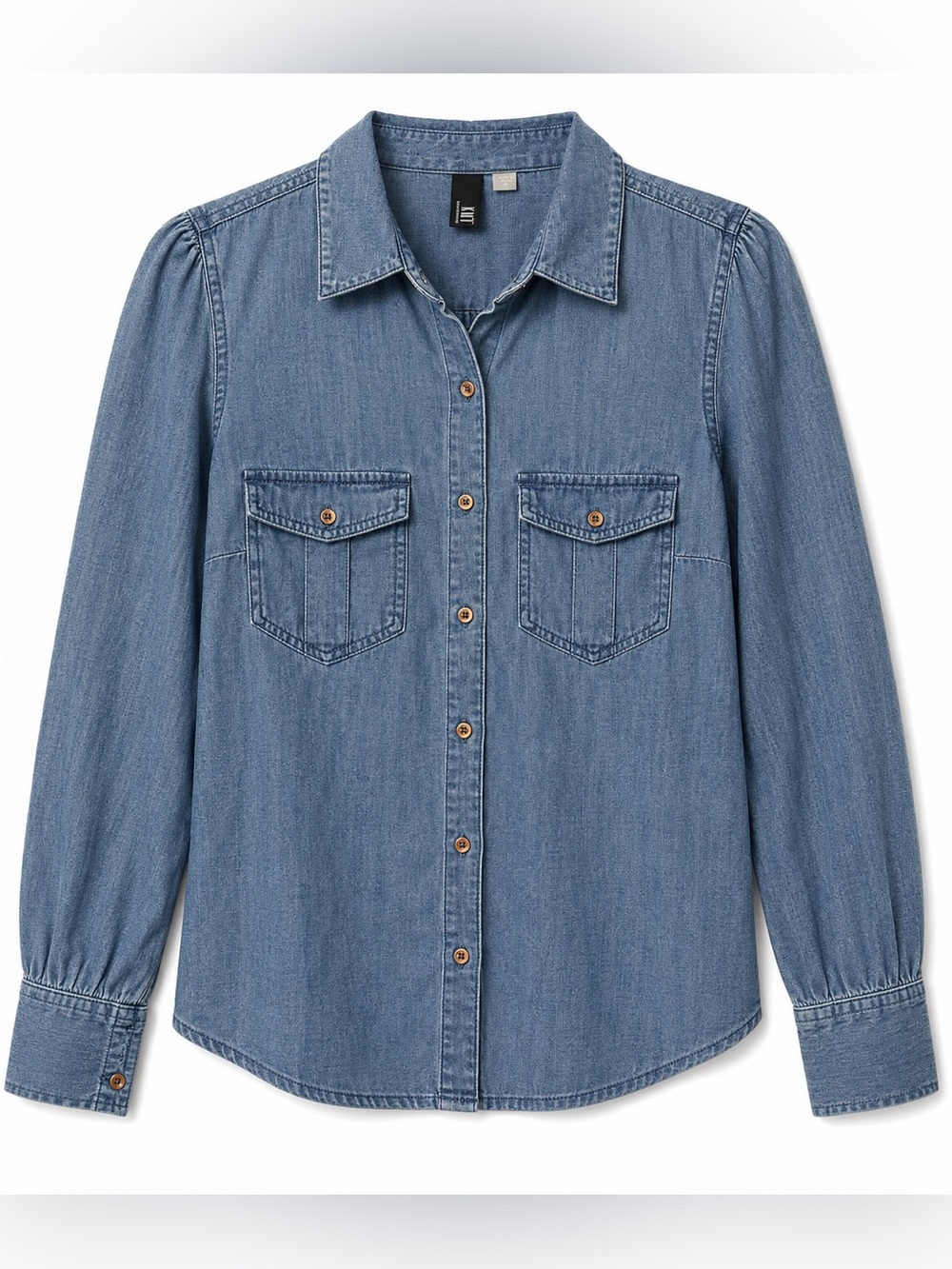 Kut from the Kloth Light Cotton Blend Denim Button-Up Shirt- S